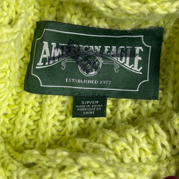 American Eagle Cable Knit Mock Neck Sweater (Lime) - Size Small - Picture 3 of 9